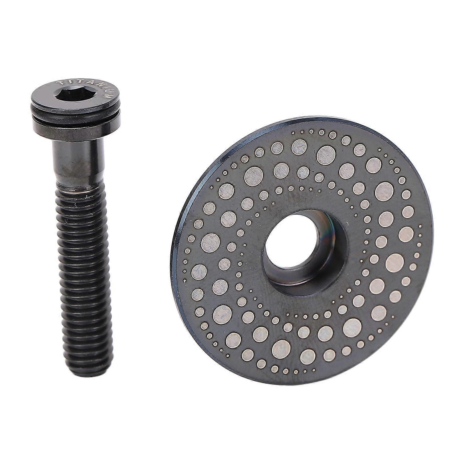Bike Fork Cap Screw Set Ti Alloy CNC Machining 28.6mm Front Fork Cap and Screw for Cycling Black 