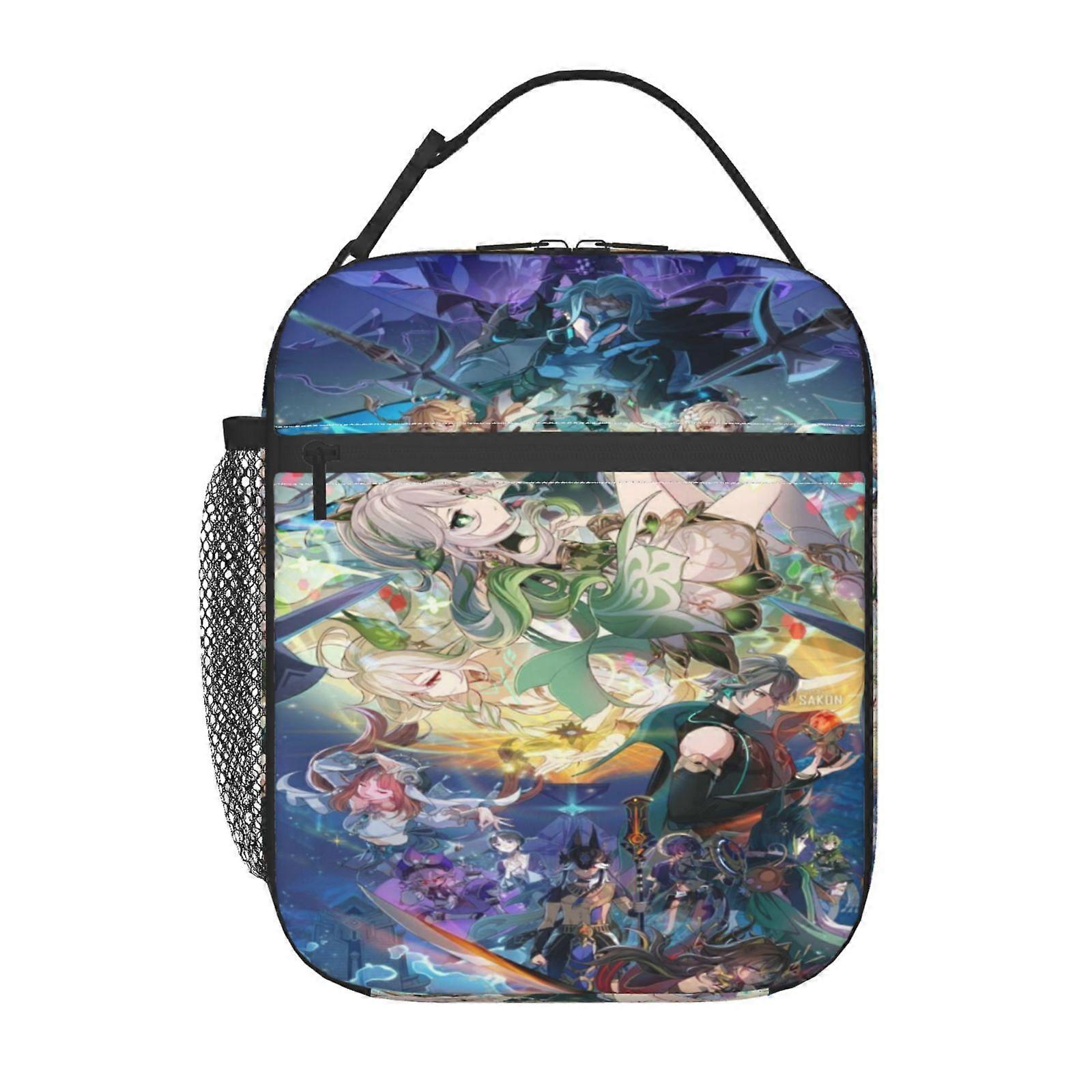 t261 GENSHIN IMPACT Lunch Bag Collapsible Silicone Model, Space-Saving When Empty, Stands Upright When Filled c261