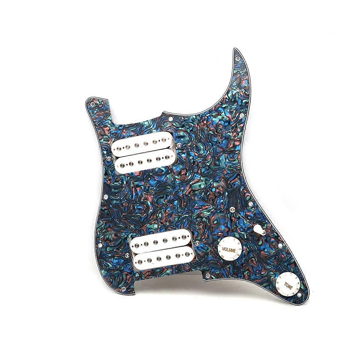 Prewired Guitar Pickup Loaded HH Pickguard Dual Humbuckers for Strat ST Electric Guitar Abalone Pearl White