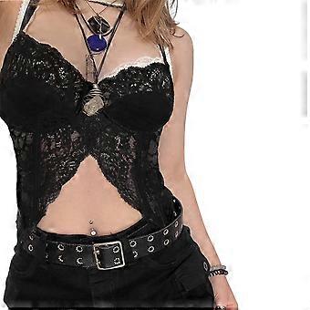 Women's Florals Lace Bralettes V Neck Crop Top Cami Backless Fitting Camisole  Black S