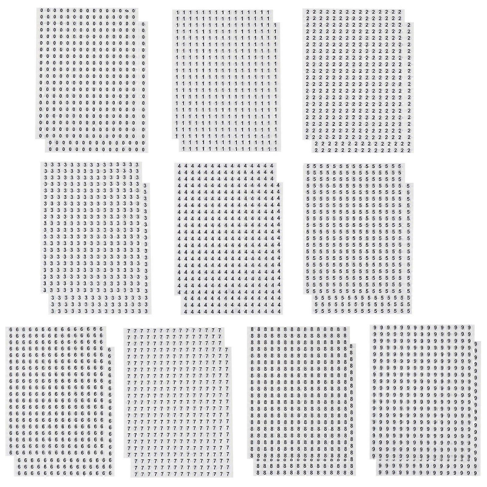 6000pcs Round Serial  Number Stickers Self-adhesive Number Paster for Home