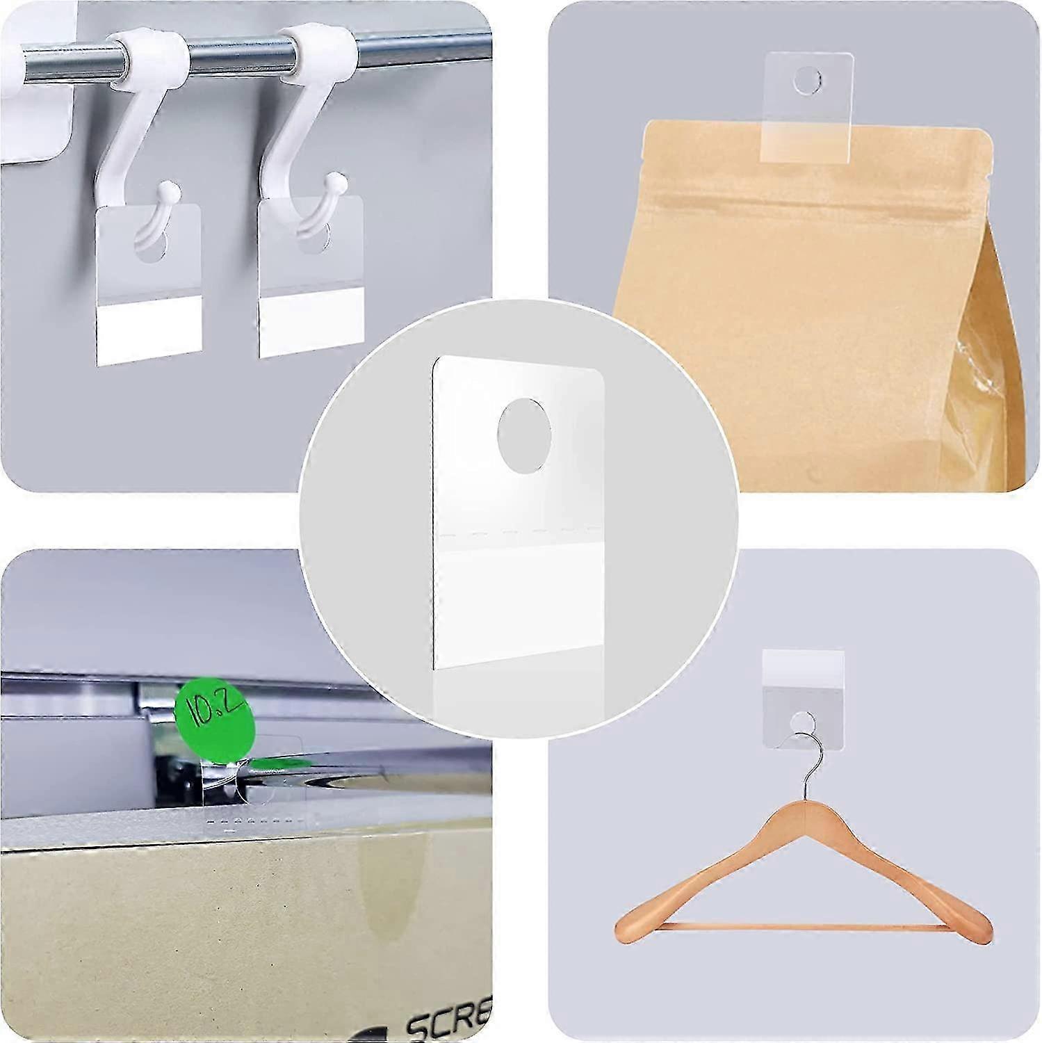 400Pcs Clear PVC Self-adhesive Hanging Tabs for Retail Display (3.8x2.6cm)