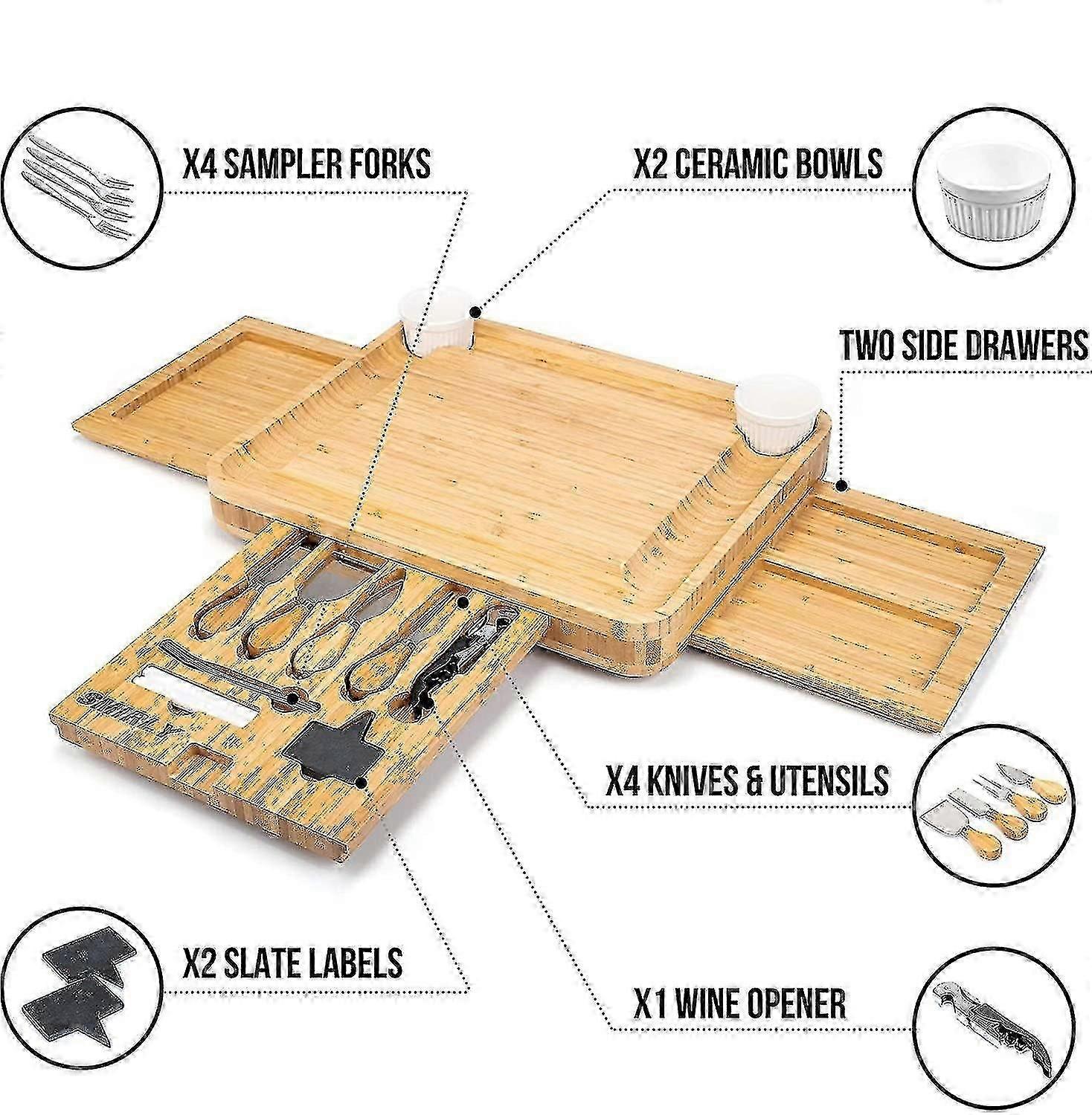 Cheese bamboo chopping board set creative cutlery