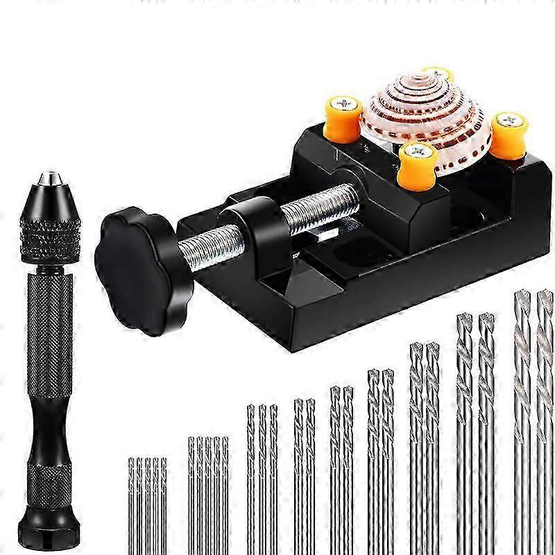 27-piece hand drill set, featuring hand drill vise, twist drill bit, and vise suitable for DIY sculpture projects