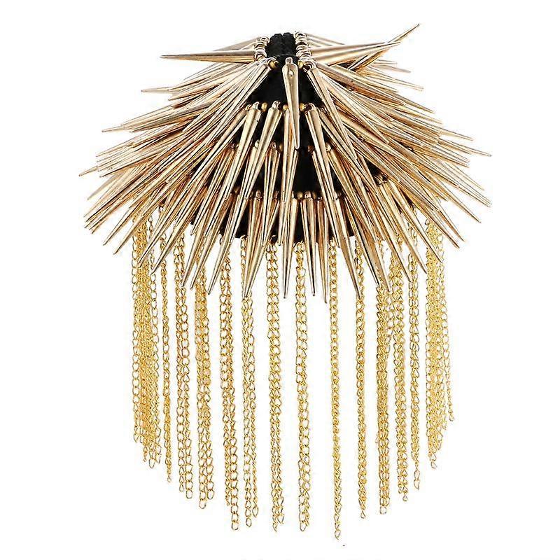 1Pair Metal Tassel Epaulet Gothic Punk Long Rivet Stud Spike Shoulder Board Mark Brooches