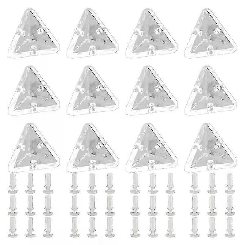 12Pcs Clear Acrylic Corner Brackets with Semitransparent Screws 3-Hole Right Angle Joint