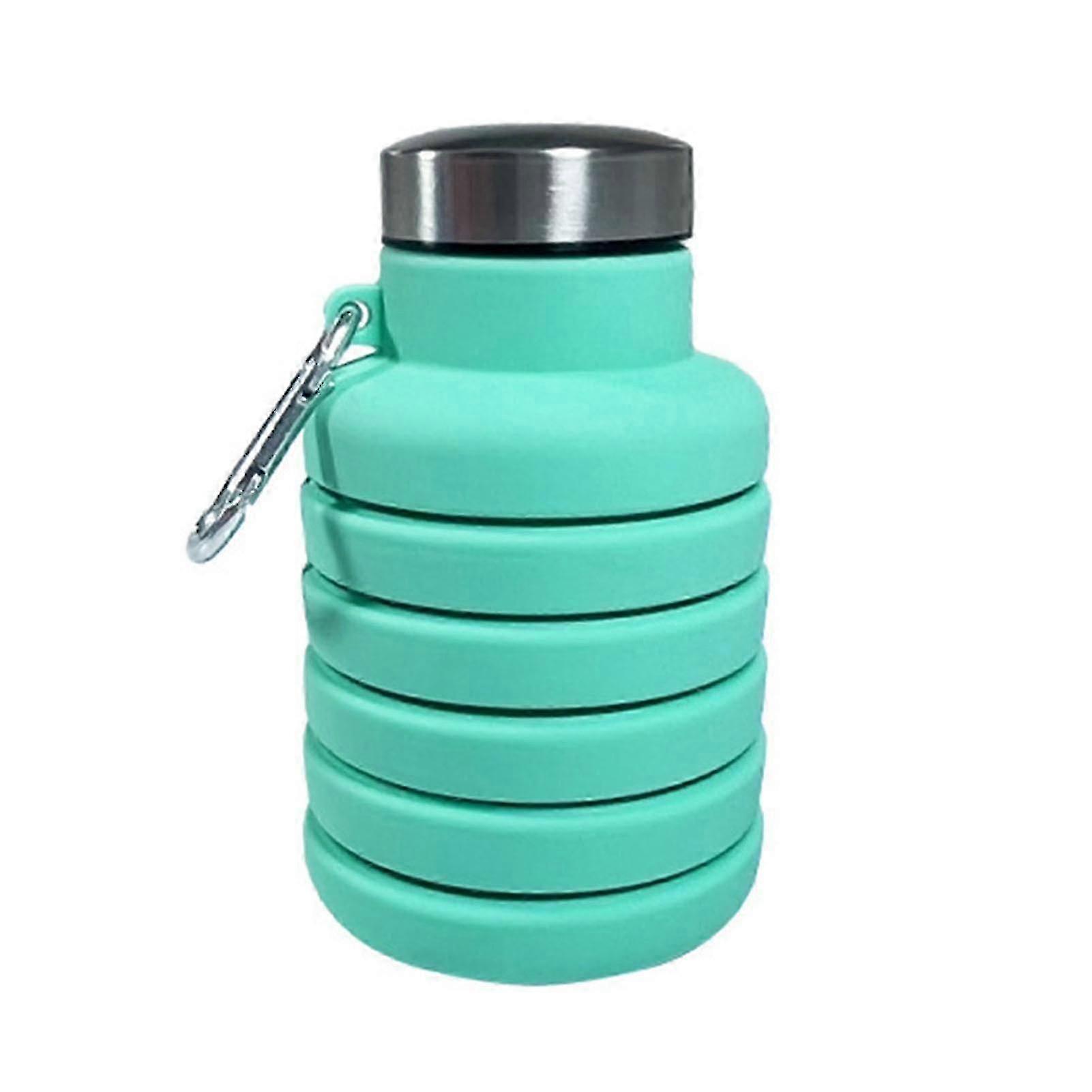 スポーツアウトドアトラベルジムキャンプ用500ml漏れ防止折りたたみ式ウォーターボトル - ミントグリーン