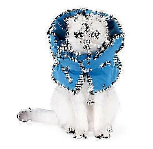 Blød justerbar Cat Recovery Halsbånd, Post-Operation E-halsbånd til katte - Mørkeblå