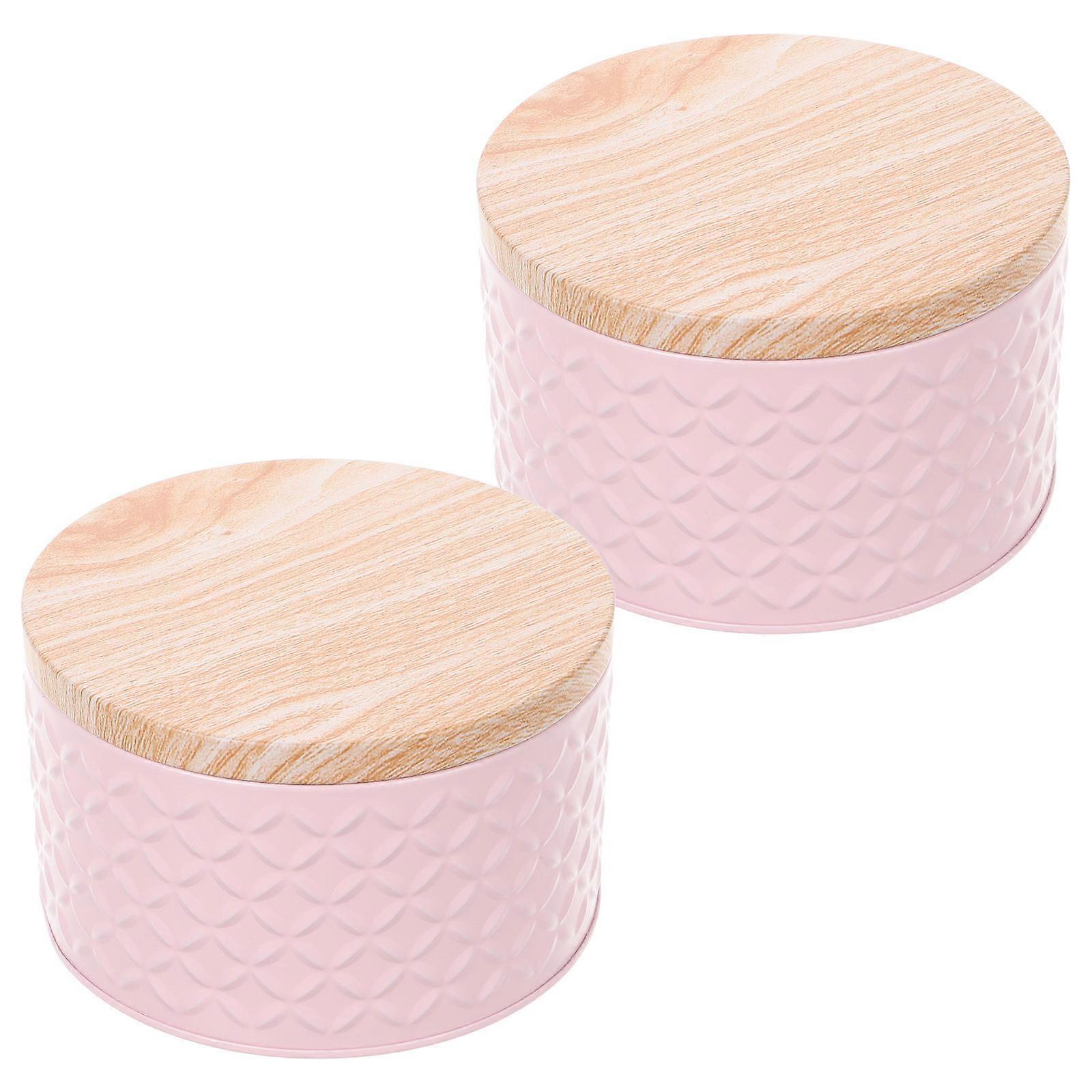 2pcs Round Iron Candy Wrapping Boxes with Lid – Portable Snack & Bread Packaging Holders for Christmas, Birthday, Wedding & Party Use
