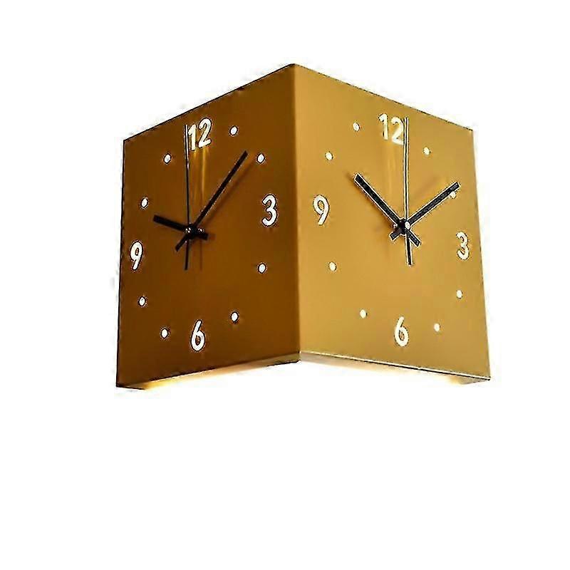 Double Sided Corner Wall Clock - Yellow