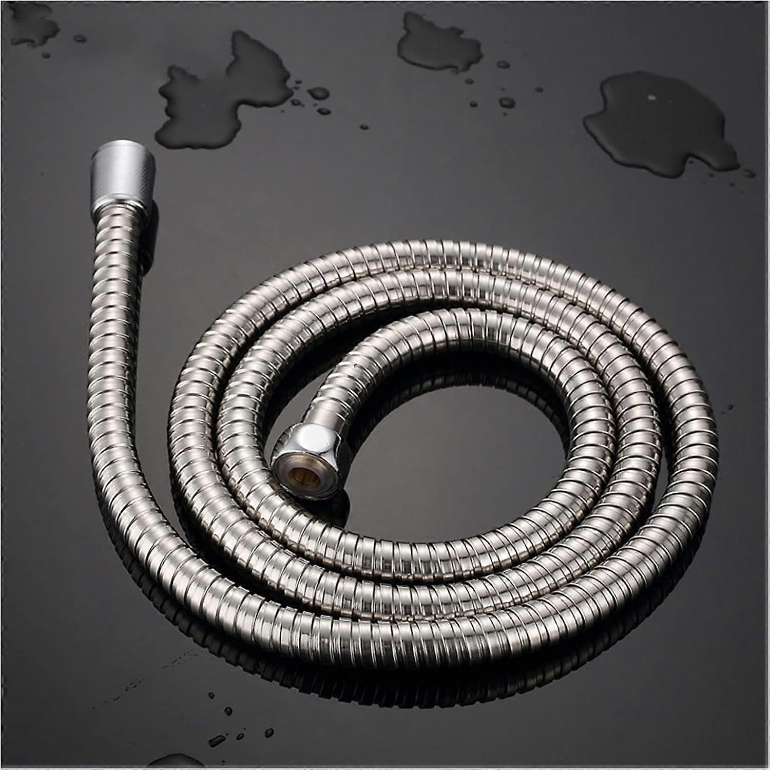 Round Bar Shower Hose Stainless Steel Flexible Extension Pipe 2 Meter Chrome Tension Spring Hose 1 Meter