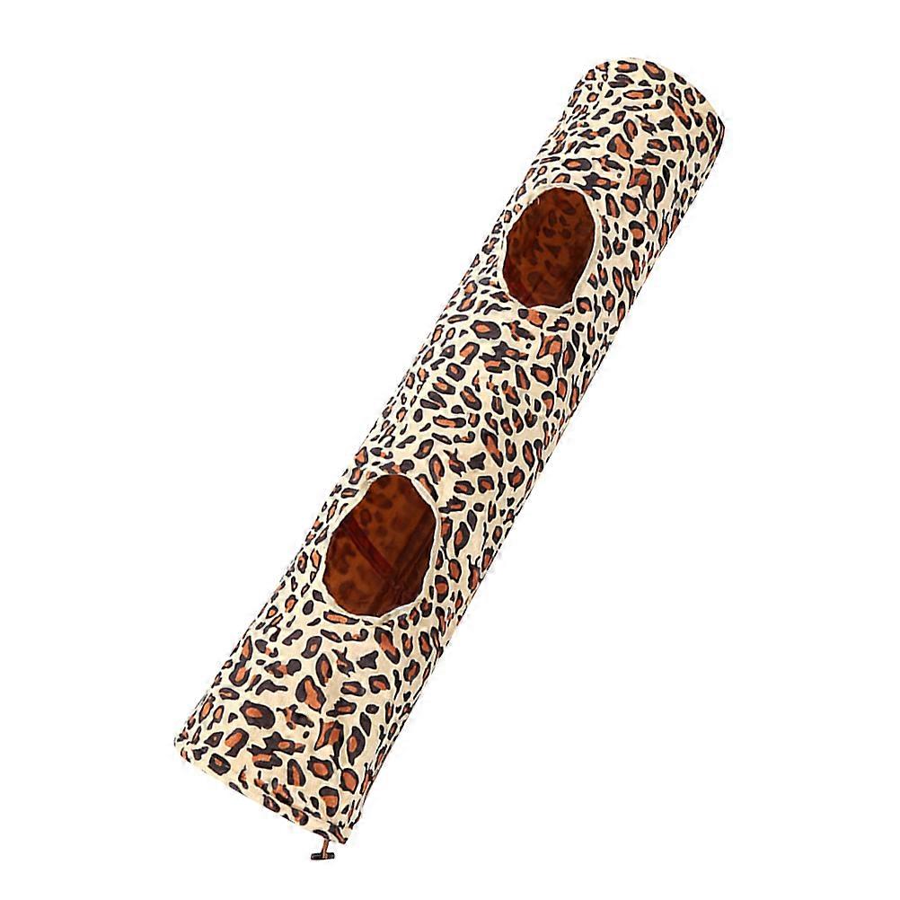 Pet Activity Tunnels Plush Leopard Tunnel Toy Interactive Play Pet Cat Indoor Play 120x25x25cm 1Pack