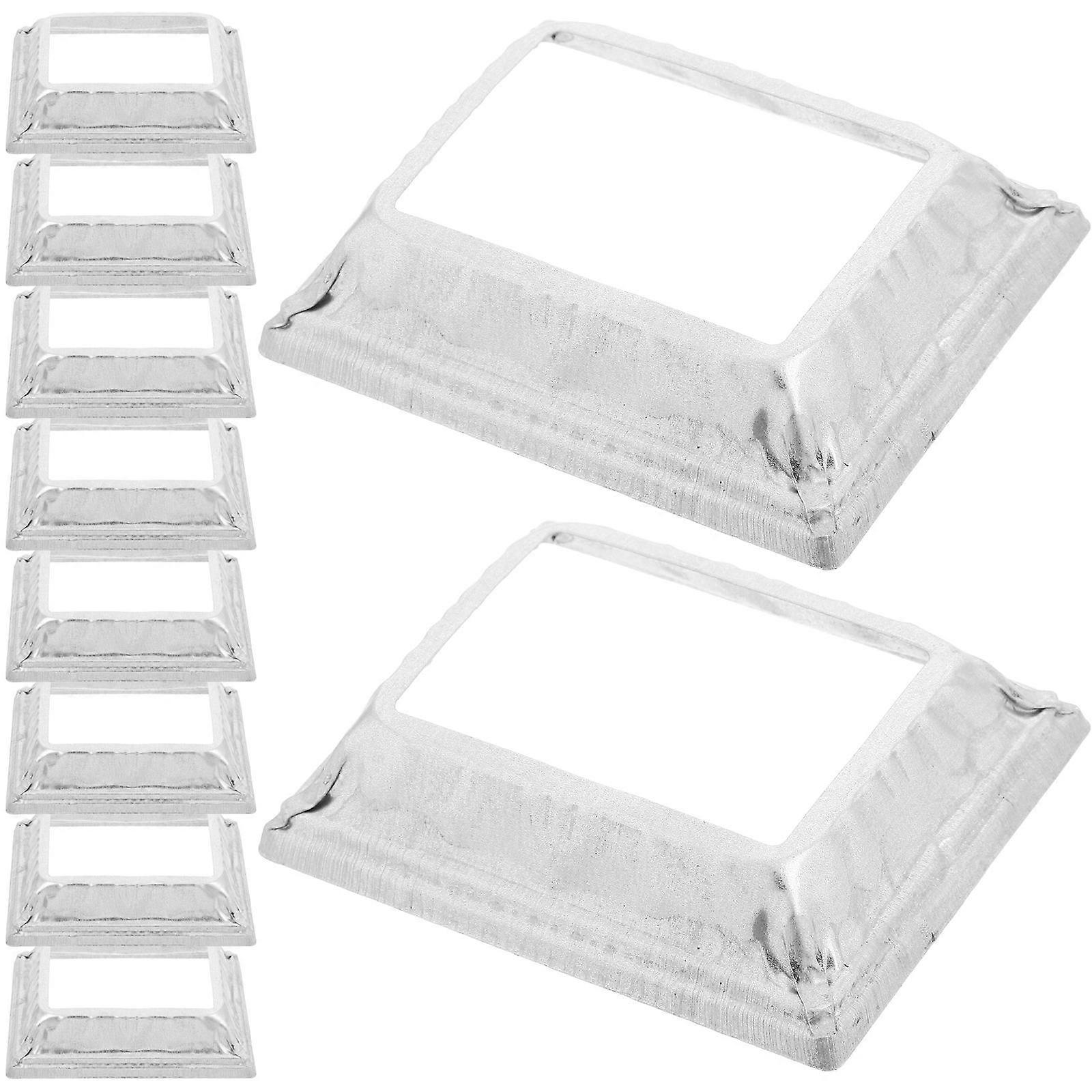 10pcs Rectangle Metal Railing Base Covers for Balcony & Stair Iron Post Bases – Durable Decorative Brackets with Full Coverage Protection Against