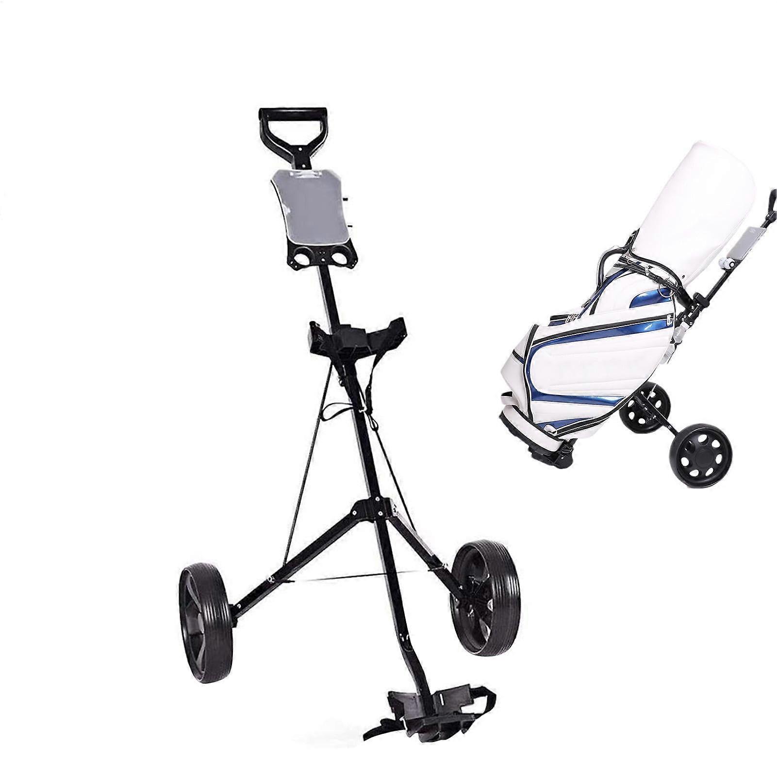 Foldable golf cart bag made of iron with 2 wheels, storage tool for attaching portable holder