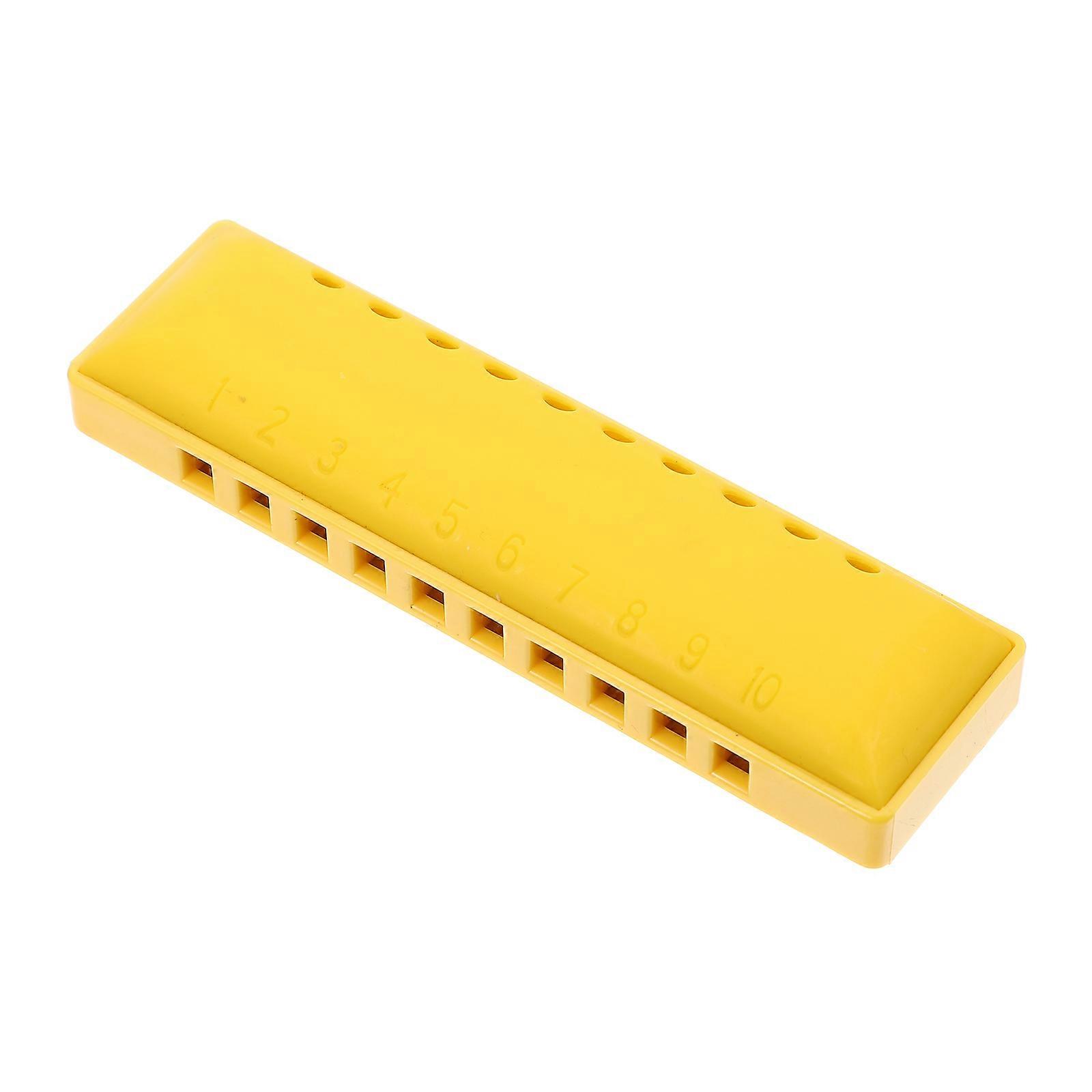 ABS Harmonica For Beginners Resin 20 Tones Folk Holes Yellow Color With Storage Box 1Set