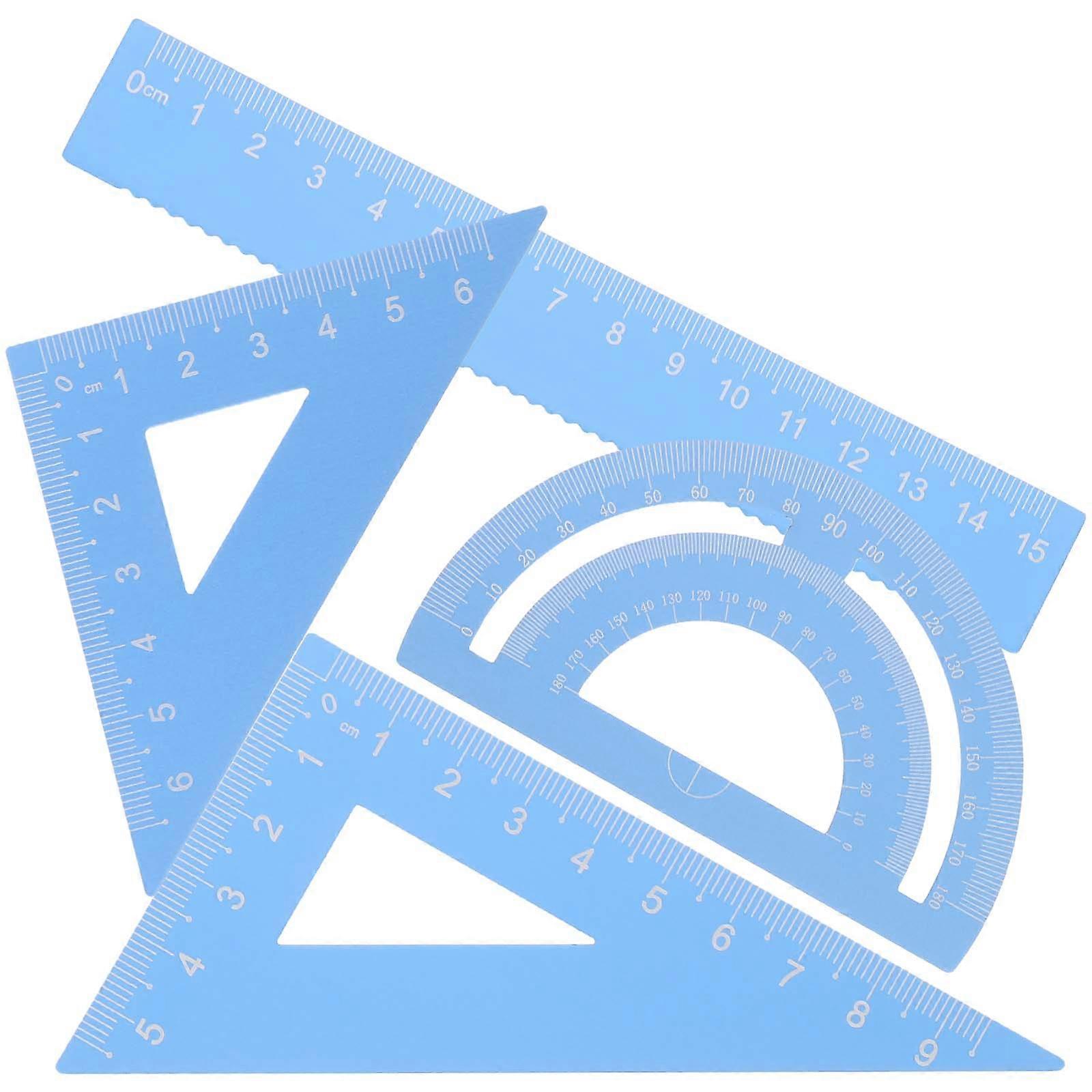 Ruler for Student Aluminum Alloy Geometry Tool School Teaching Straight Semicircular 4Pcs