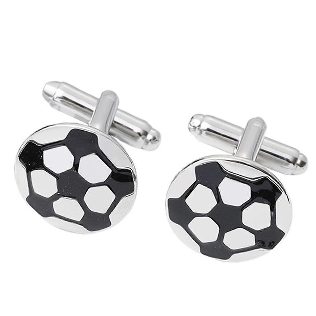 ビジネスカフスボタン男性サッカーファンクリエイティブスリーブネイルシルバー1ペアラウンドシェイプ