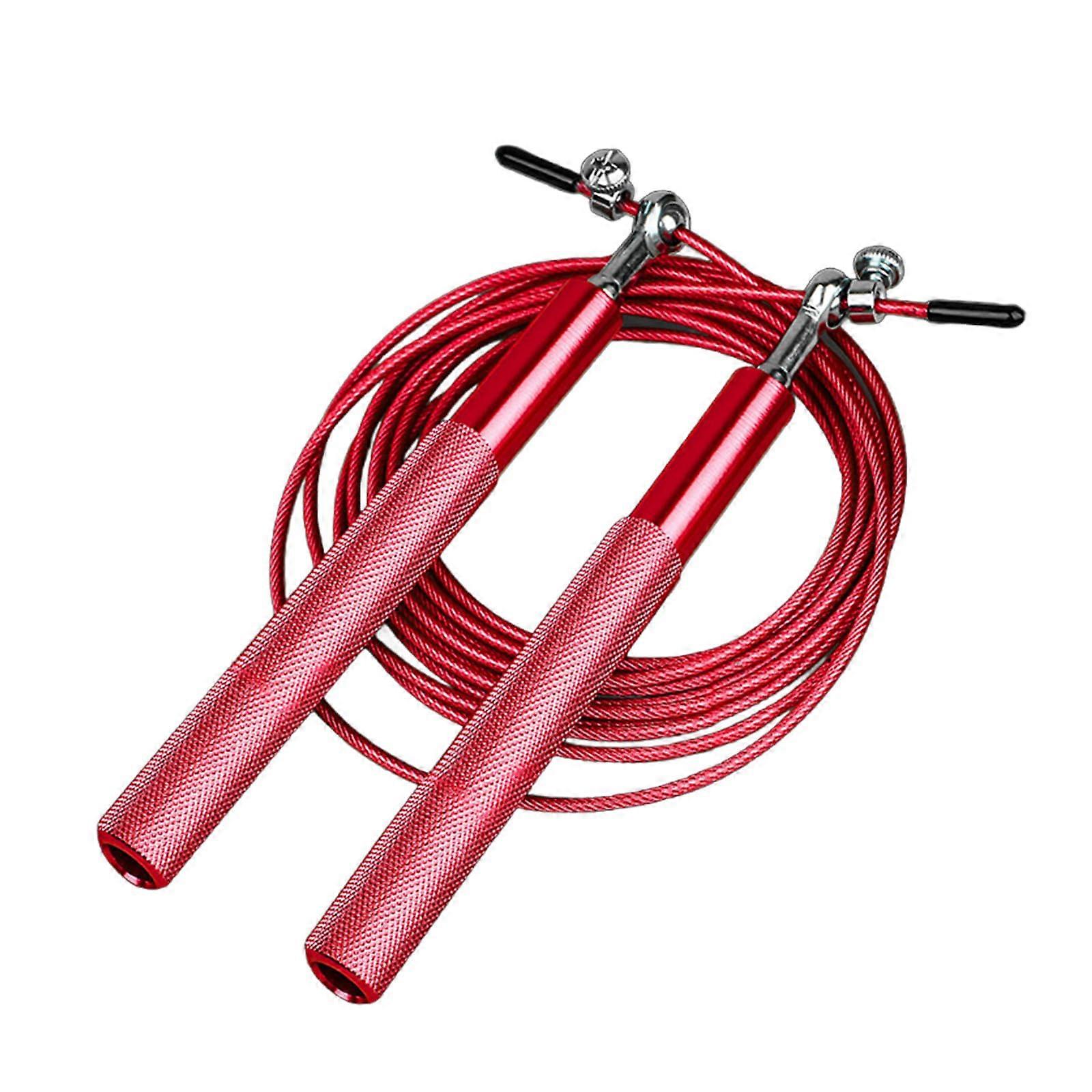 Jump Rope with 360-Degree Swivel, Telescopic Design, Aluminum Alloy Handle for Fitness Training, Solid Red Color