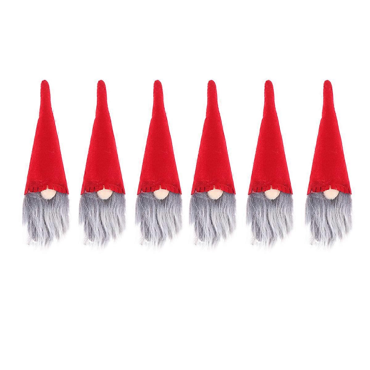 Christmas Style Hat Shape Cover Red Nonwoven Fabric 21 x 9 x 6cm Decoration 6Pcs