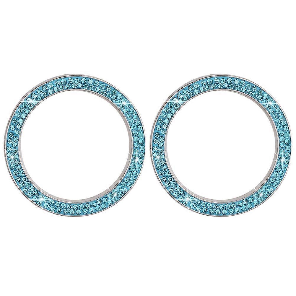 Car Start Stop Button Cover Ignition Button Ring Zinc Alloy Rhinestone 4X4X3CM Elegant Design 2Pcs