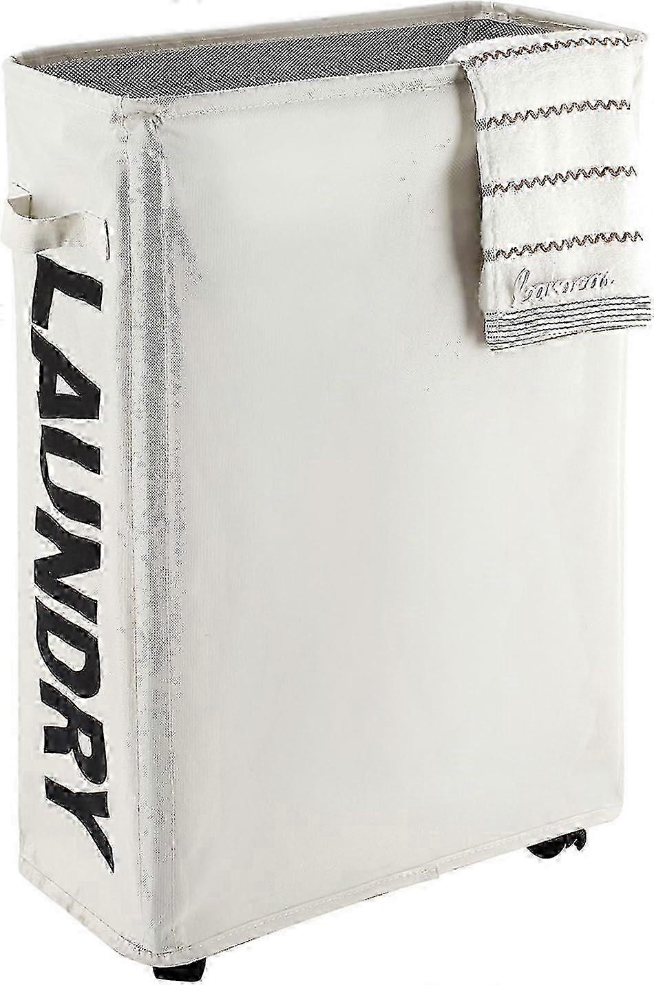 HEYTEA 22" Slim Rolling Laundry Basket with Stand, Foldable Waterproof Hamper on Wheels