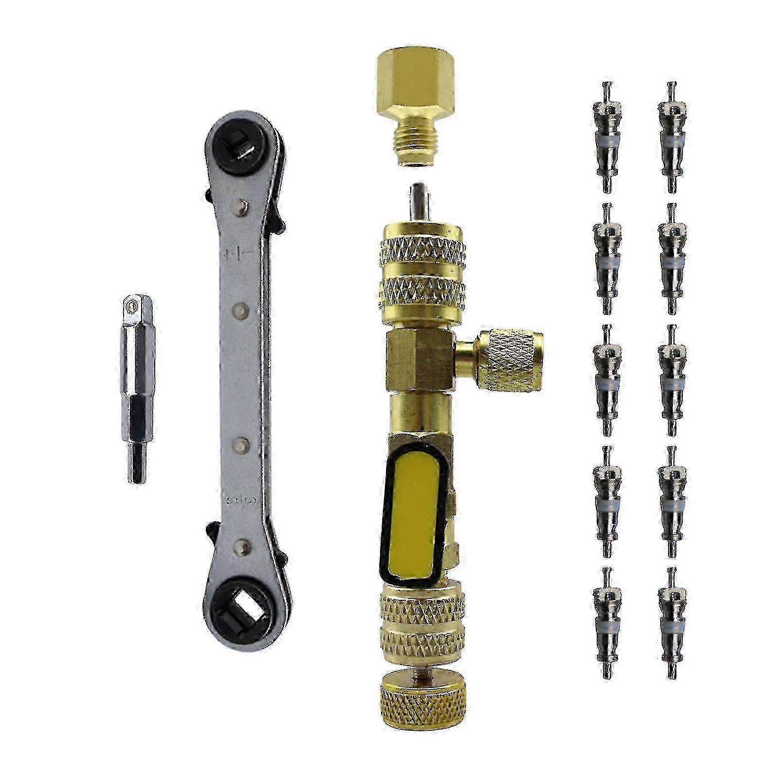 Multifunctional Ac Valve Core Remover Tool Kit With Wrench And Adapter-- Edition 0620