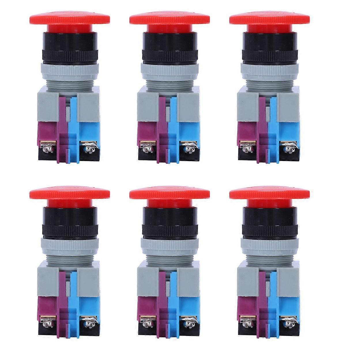 AC 600V 10A Red Mushroom Emergency Stop Push Button Switch 22mm NO NC