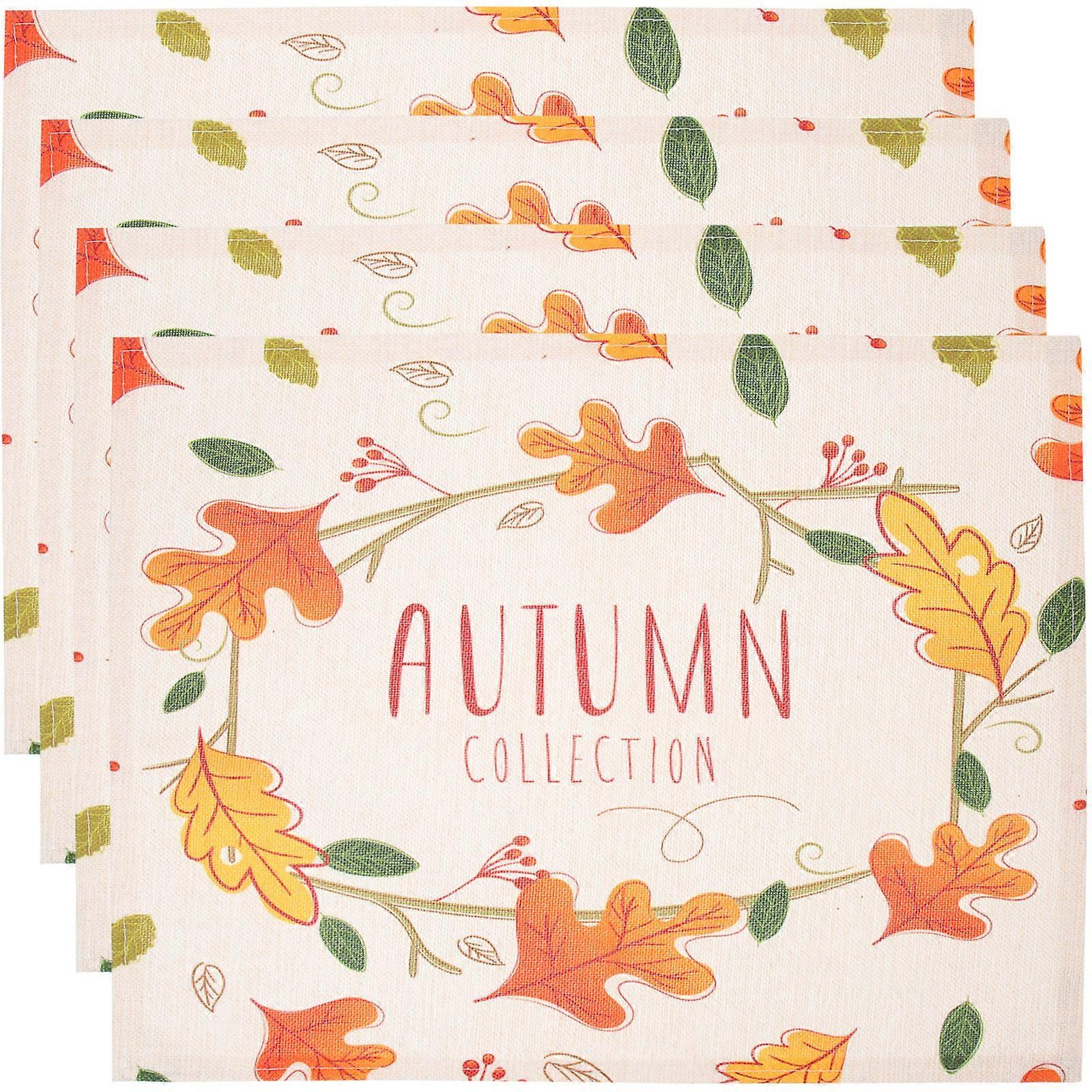 Εορταστικά σουπλά Maple Leaf Placemat Thanksgiving Dinner Tableware Pad Ανθεκτικό στη Θερμότητα 4Τμχ