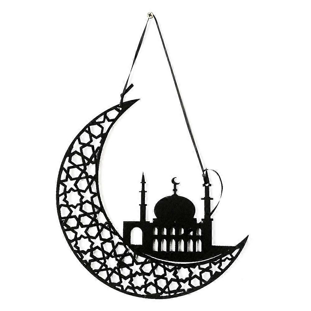 Festival Hanging Decor Felt Material Moon Shape Black For Home Store And Party Gathering 1 Set