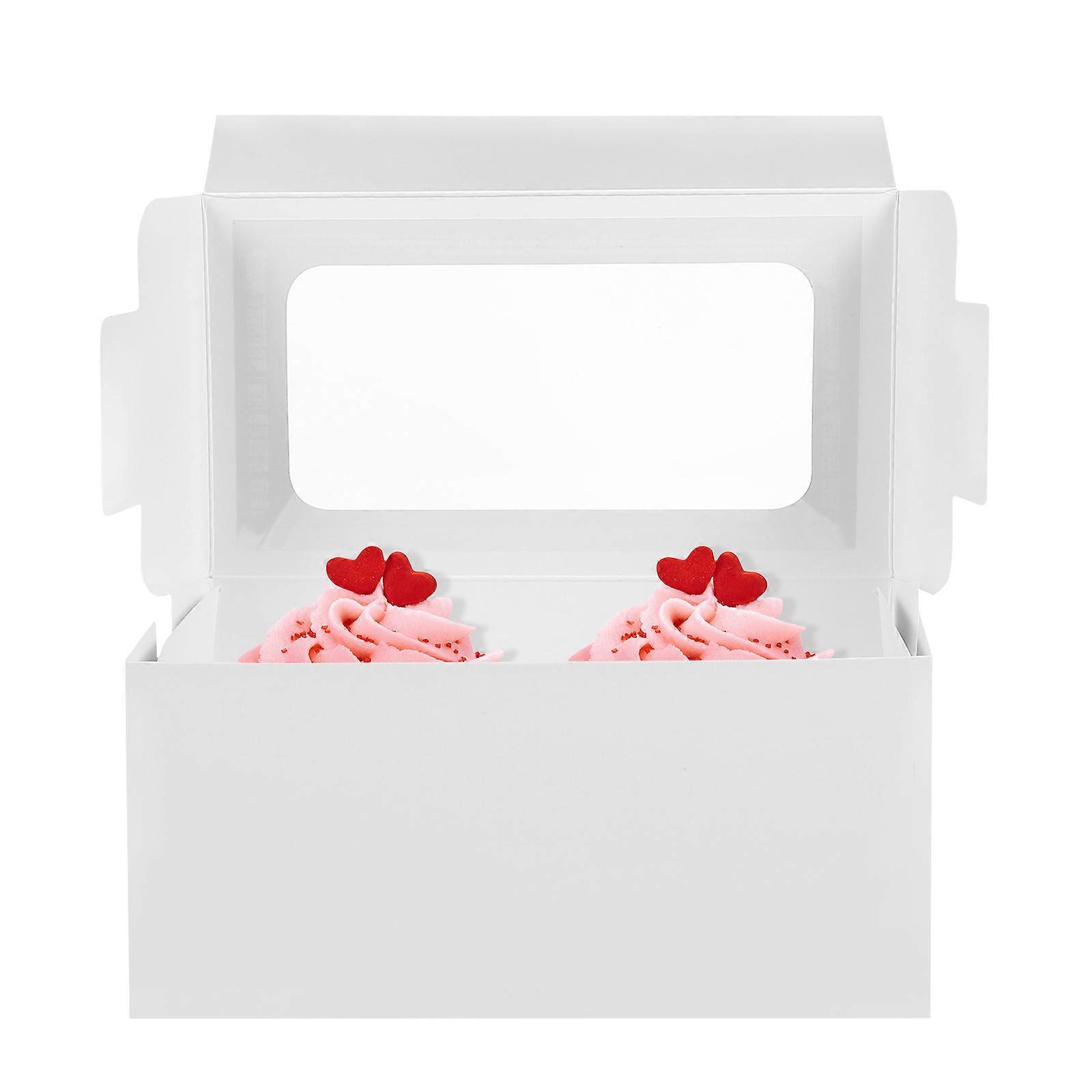 Pastry Bakery Box White Cardboard Rectangular With Window Display For Pastries Bakers 10Pcs