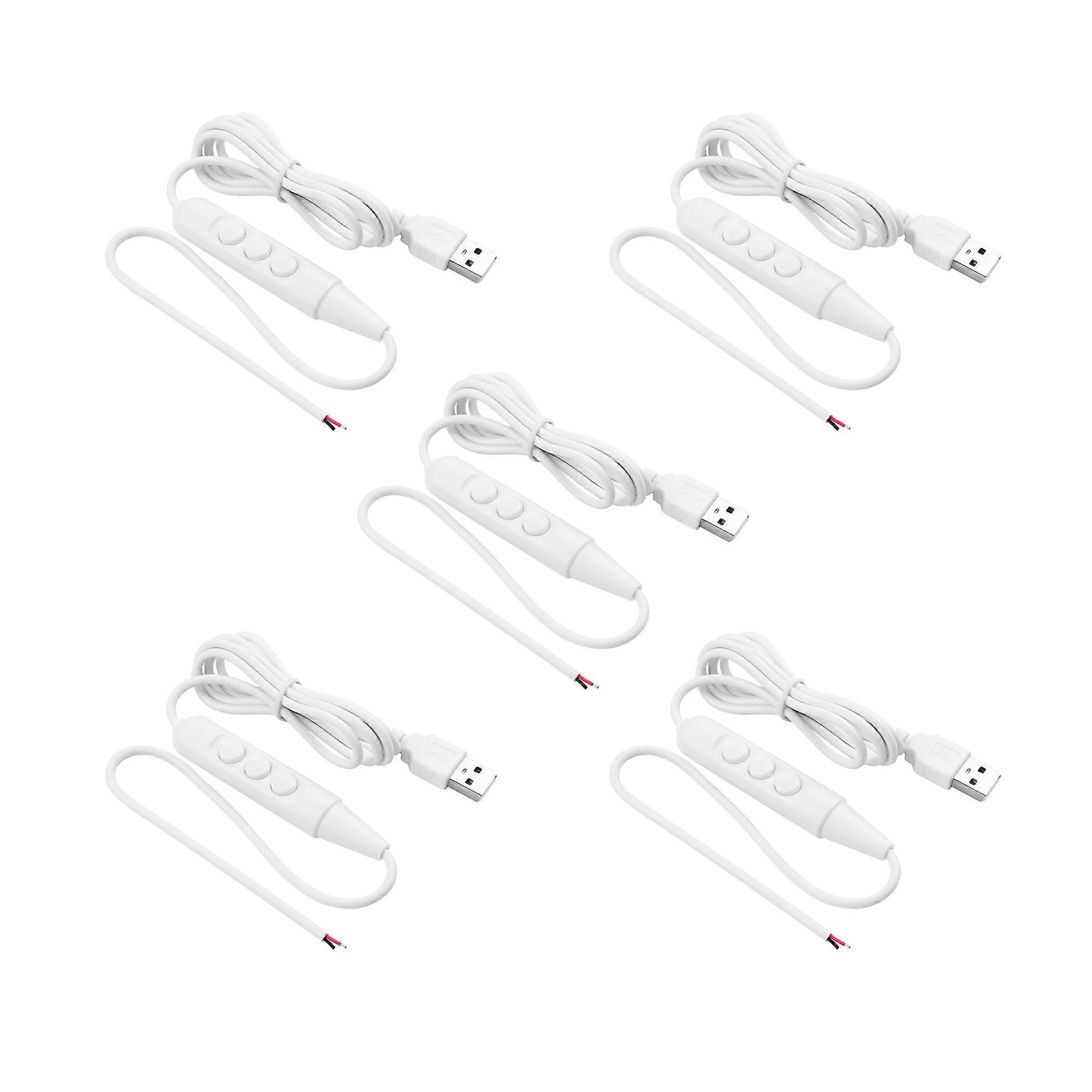 USB Plug with On/Off Switch, USB 2.0 6 Gang Dimmer for LED Strip, 5 Pack (White)