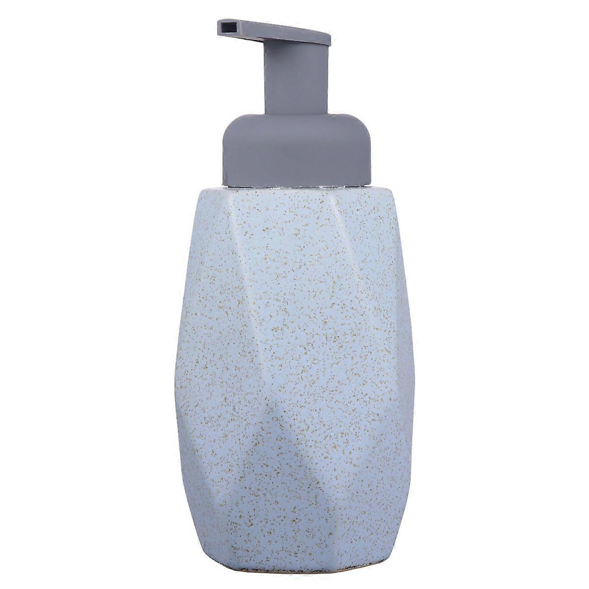 1Pc Ceramic Foaming Press Button Lotion Bottle Foaming Liquid Soap Dispenser (Blue)