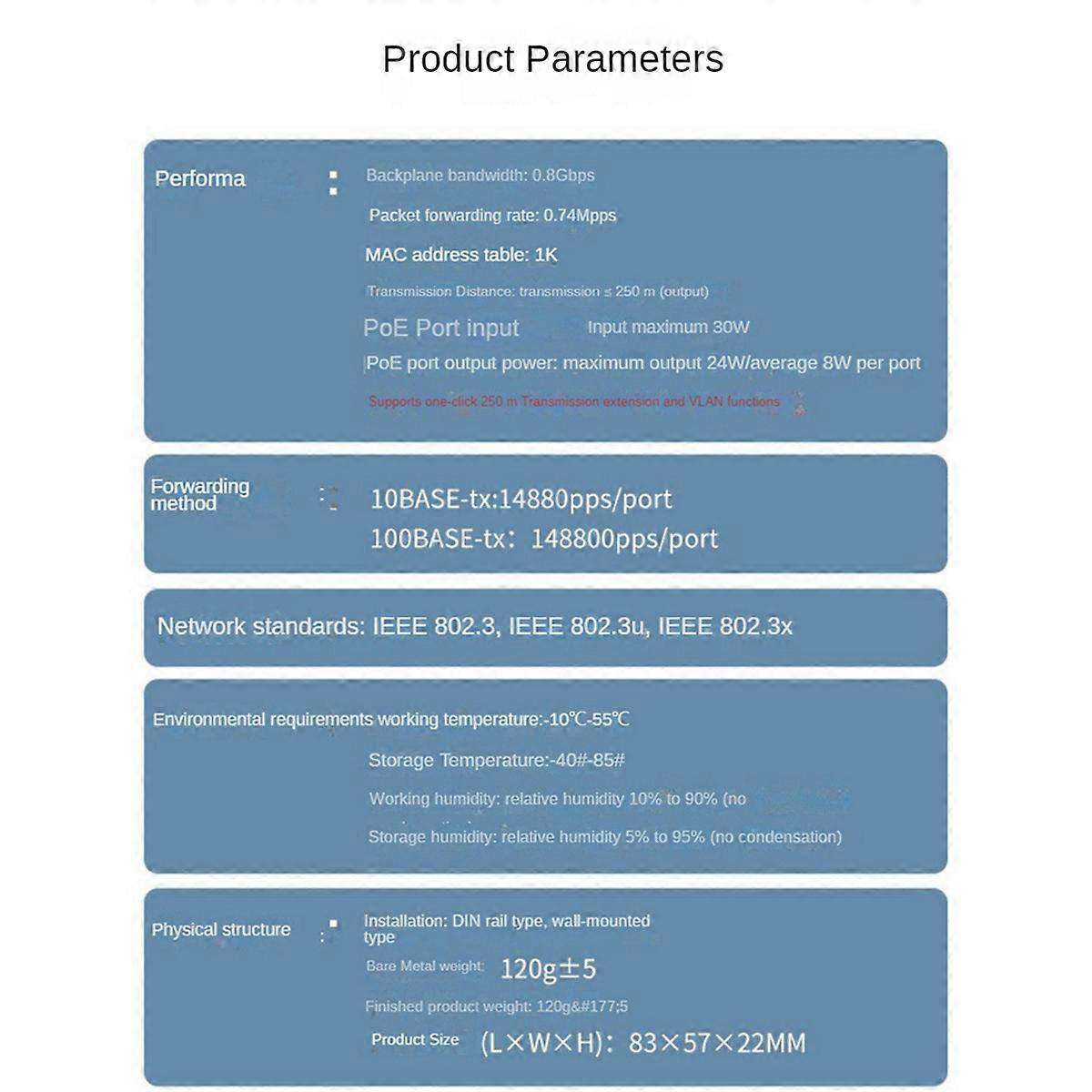1 to 3 Port PoE Extender 10/100M Poe Repeater for POE Switch