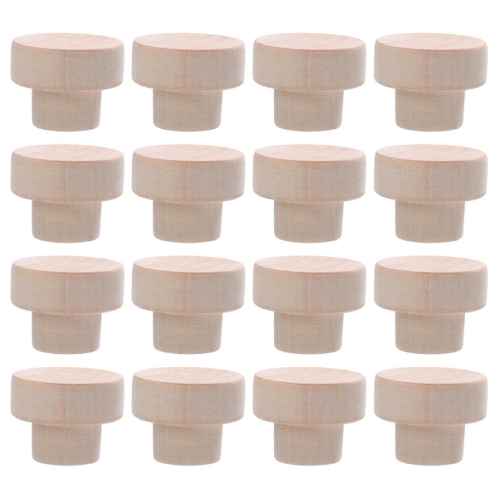 Wood Knobs for Home Use Light Brown Synthetic Material 16 Pcs Rationalized Single Hole Design