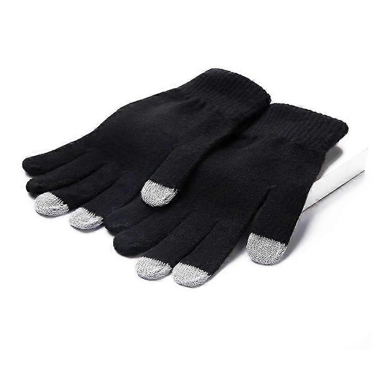 Vinter Touch Screen Handsker Full Finger Stretch Strik Bomuld Varm Solid Varmere Kvinder