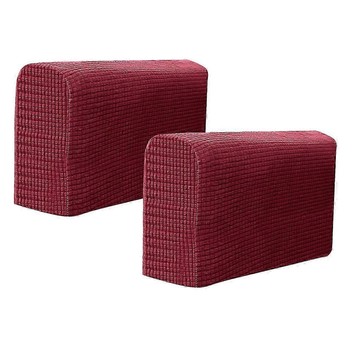 2pcs Universal Elastic Sofa Armrest Cover Simple Sofa Side Towels Protective Cloth for Home Office (Claret)