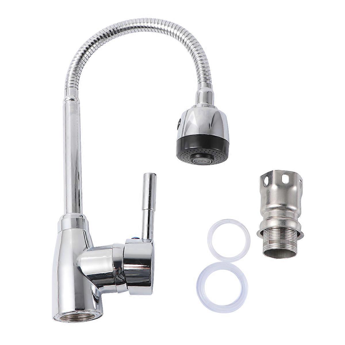 Way Zinc Alloy Pull Out Sink Faucet with Rotating Single Handle – Durable, Rust Proof Design, Easy Installation, Silver Black Finish