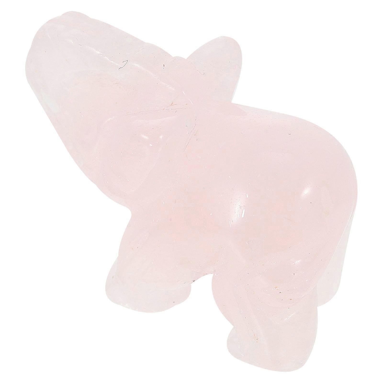 Desktop Elephant Decor Crystal Stone Elephant Adornment Indoor Use Pink 4.5x2x2.5cm 1Set