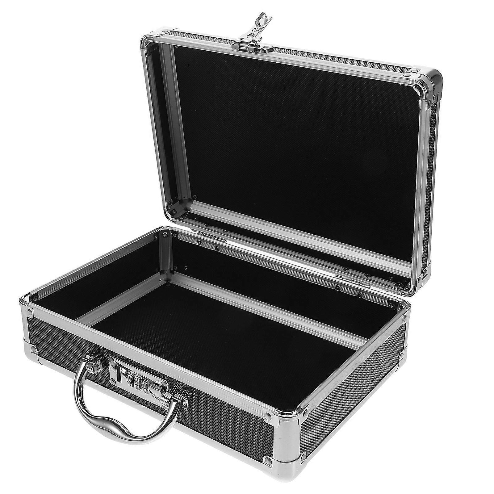 Aluminum Alloy Toolbox Organizer With Coded Lock For Diy Projects Large Capacity Black 1Pack