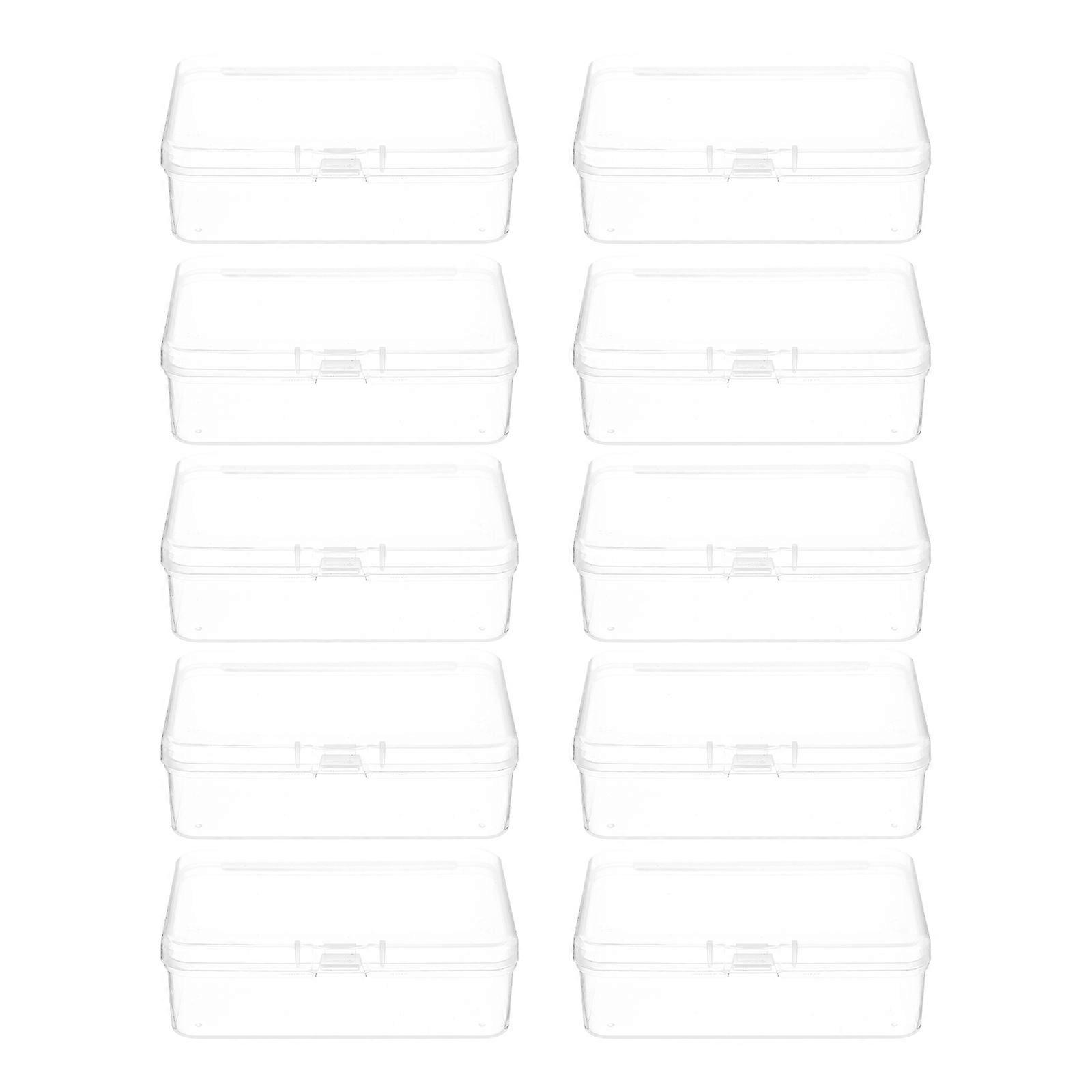 10pcs Clear Plastic Stackable Rectangular Storage Boxes with Lids – Dust Resistant Mini Containers for Jewelry, Buttons, and Craft Supplies – Compact