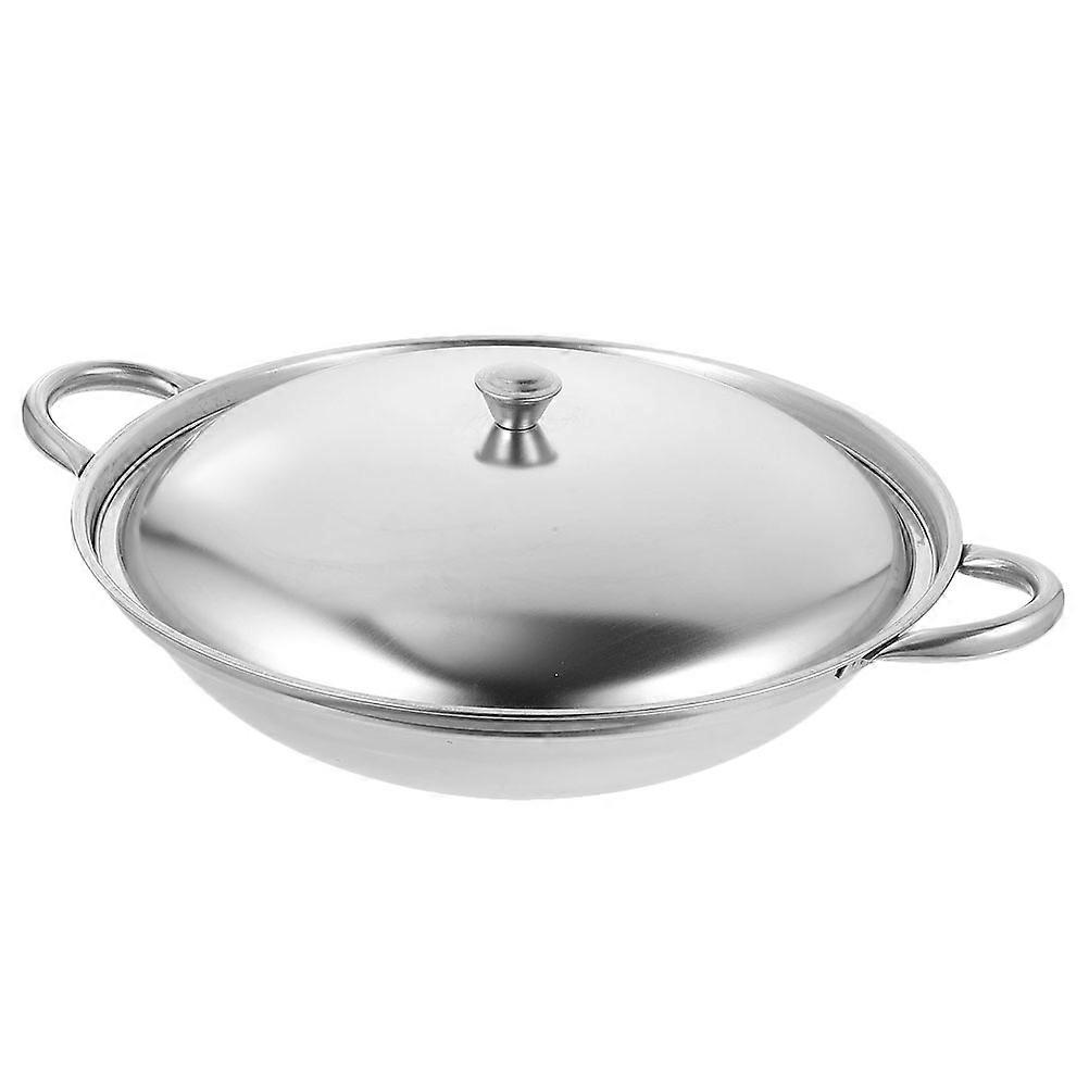 Stainless Steel Cooking Pot with Double Handles and Overflow Design for Safe Cooking – Easy to Clean Wok with Lid for Family and Dinner Parties