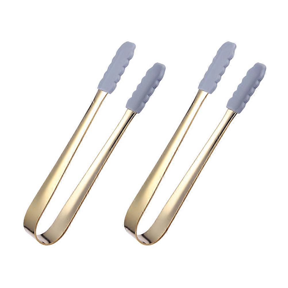 Small Kitchen Utensils Stainless Steel Ice Cube Clamp Multi Functional Ice Handling Tongs Bars 13.5X6.5X2CM 2Set