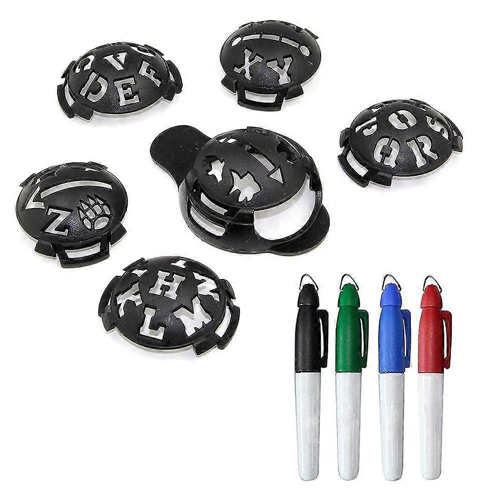 10 Pcs Golf Ball Marker Kit with 6 Marking Templates and 4 Color Markers for Customizing Golf Balls