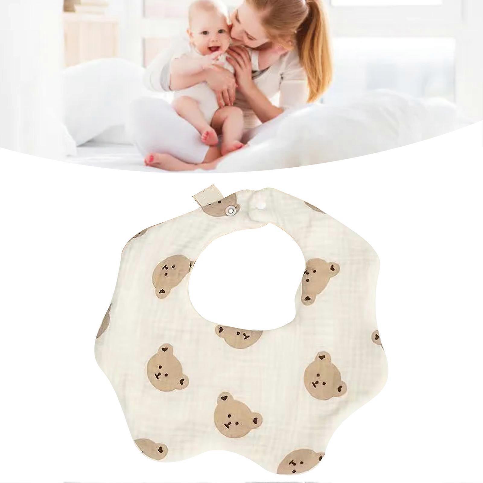 Baby Cotton Petal Bib Multi-Layer Soft Breathable Bear Head
