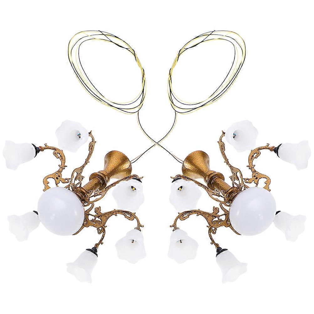 Mini Ceiling Light Chic And Classical Style Metal Abs Material Photo Prop For Mini House Enthusiast 2Pcs