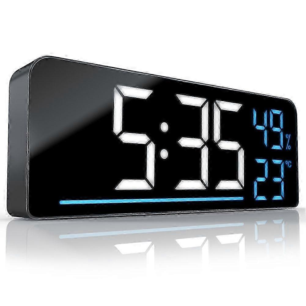 Despertador Digital LED - Visor Colorido Grande de 24 cm - Visor de Temperatura e Umidade com Sensor de Brilho