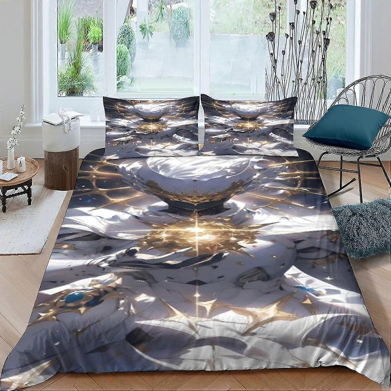 Cartoon Duvet Cover with Comics Pattern, Soft Microfiber Bedding Set with Zipper Closure