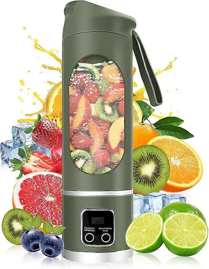 Portable Electric USB Juicer, 500ML Mini Blender for Shakes and Smoothies, 12 Blades for Mixing, Compact, Convenient and Versatile (Green)