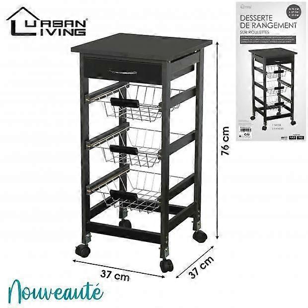 Paniers Kitchen Trolly Storage Cabinet Black Metal
