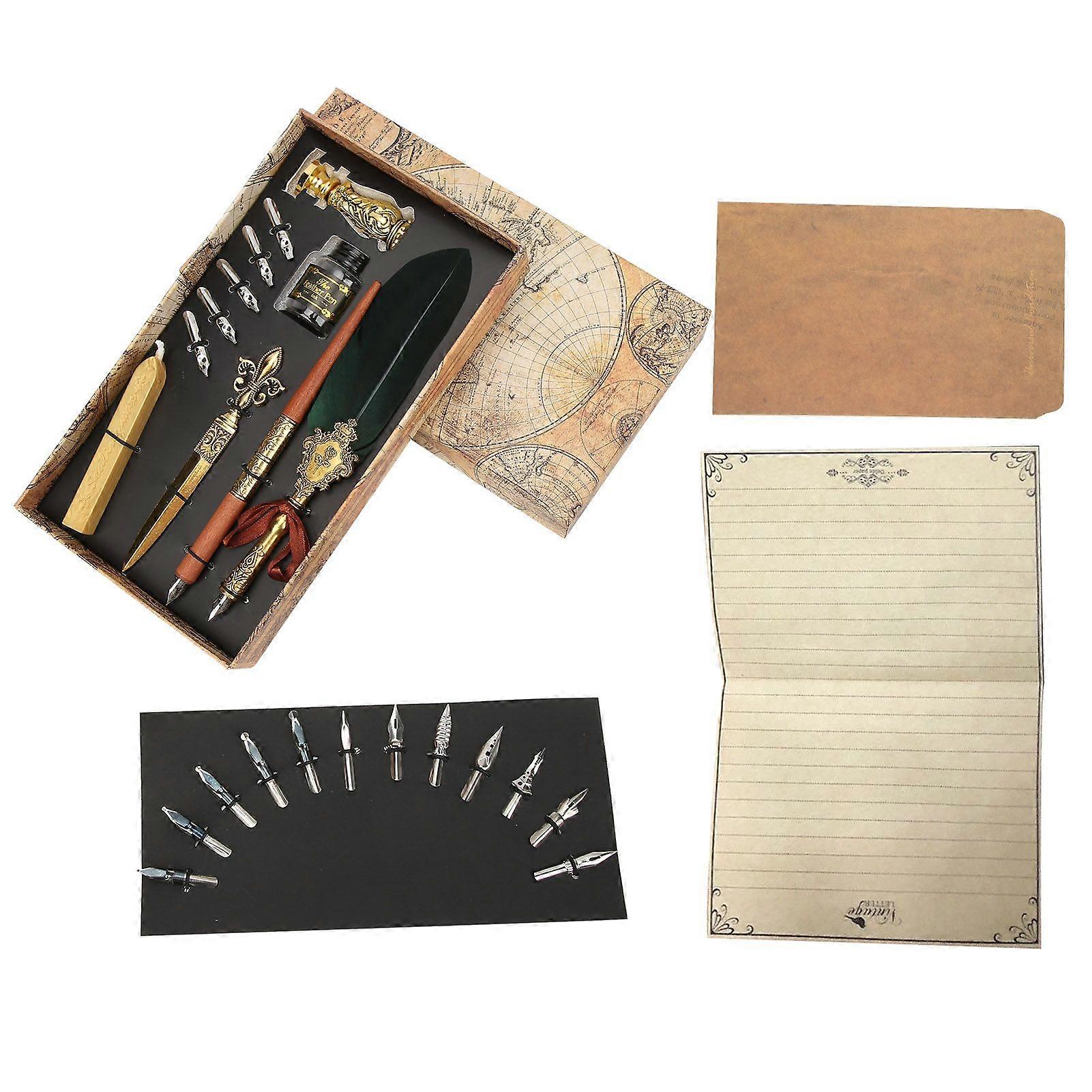 2025 Latest Model  Feather Pen Set Retro British Creativity Writing Suit for